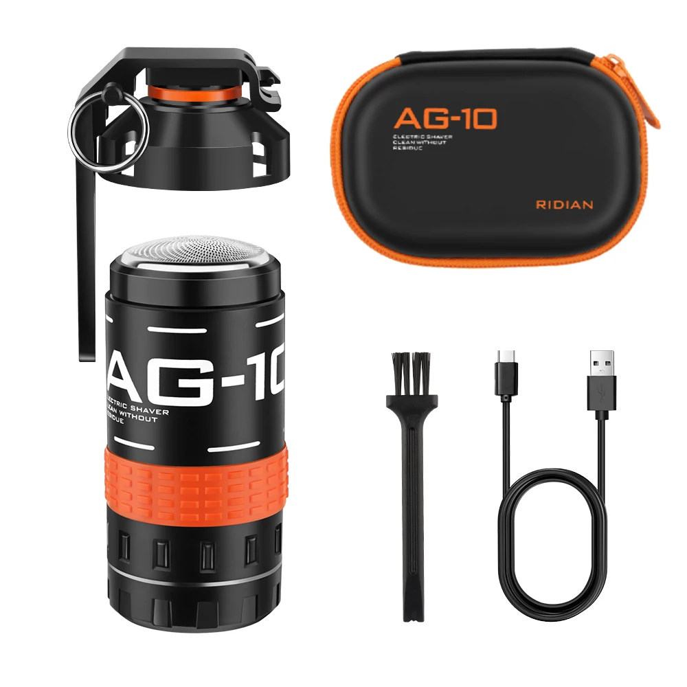 ag-10-ミニポータブル電気シェーバー-男性用、usb-c充電式、ハードケース付きコンパクトトラベルシェーバー、回転式ひげトリミングツール