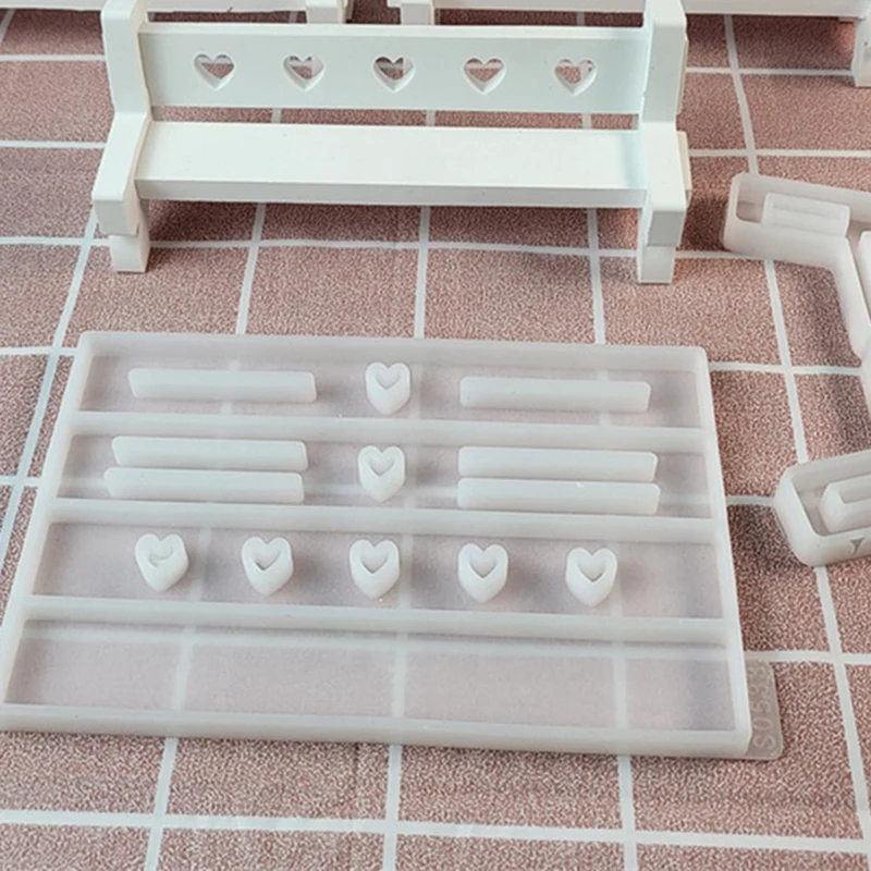 Park Bench Silicone Mold Chair Bench Legs Gypsum Mold Heart-Shaped Bench Plaster Molds Handmade Home Decor Casting Molds