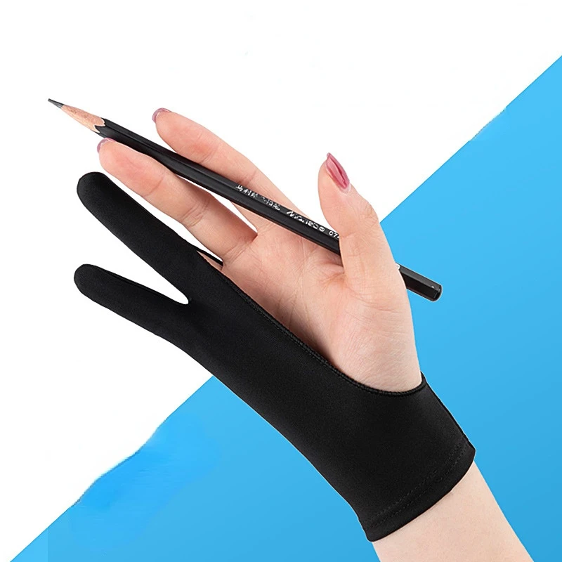 Guantes de dos dedos para tableta de dibujo gráfico, protectores antiincrustantes para mano derecha e izquierda, 1 piezas