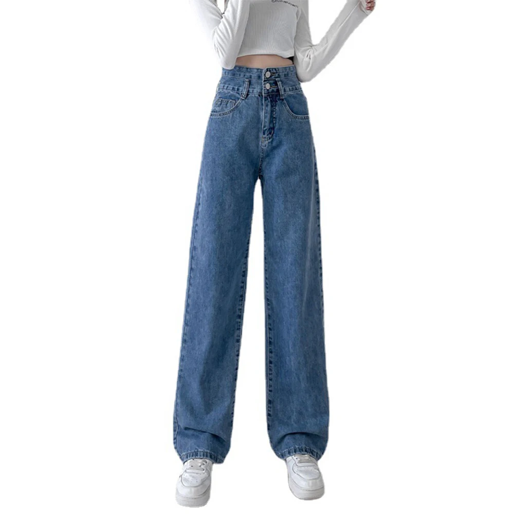 Women's Pants Vintage Clothes Blue Jeans Woman Denim Straight Leg Jeans Woman High Waist Female Clothing Streetwear