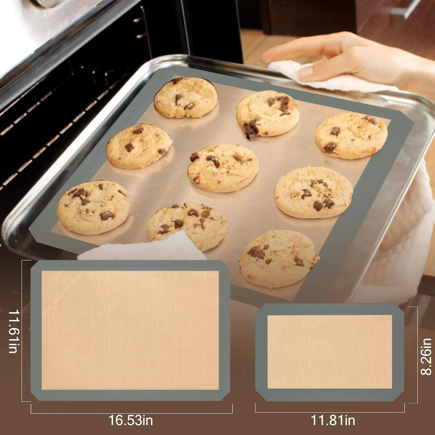 Silicone Baking Mat, Reusable Baking Mat, Non-Stick,  Oven Baking Sheet for Making Cookies, Macaroons, Bread