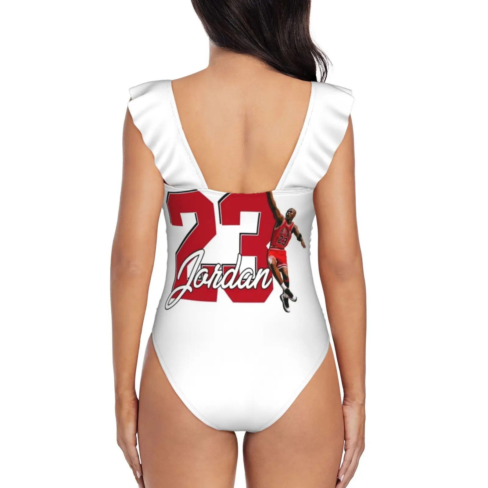 23 Women\'S Ruffle One Piece Swimsuit Bodysuit One Piece Swimwear Bathing Suit Beachwear Mj Air Michael 23 Chicago Bulls