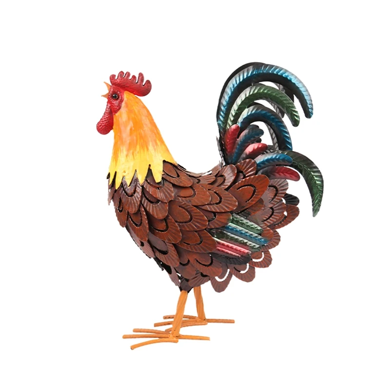 Metal Rooster Decor Yard Chicken Decor Outdoor Garden Statues Chicken Sculpture For Backyard Decor & Lawn Ornaments