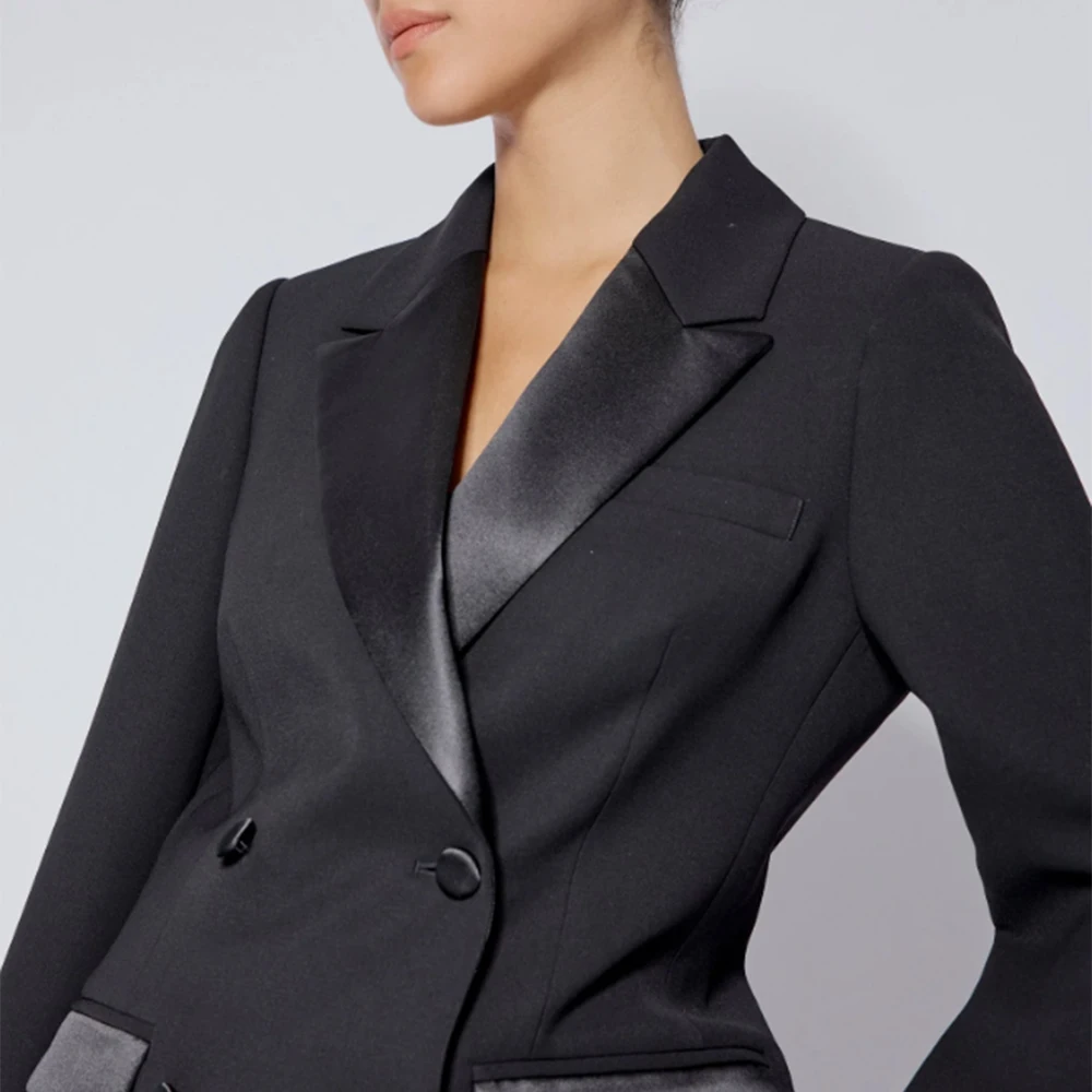 بدلة نسائية فاخرة 2 قطعة سترة السراويل مجموعات مزدوجة الصدر الذروة التلبيب الملابس النسائية سليم صالح مكتب مأدبة سيدة السترة