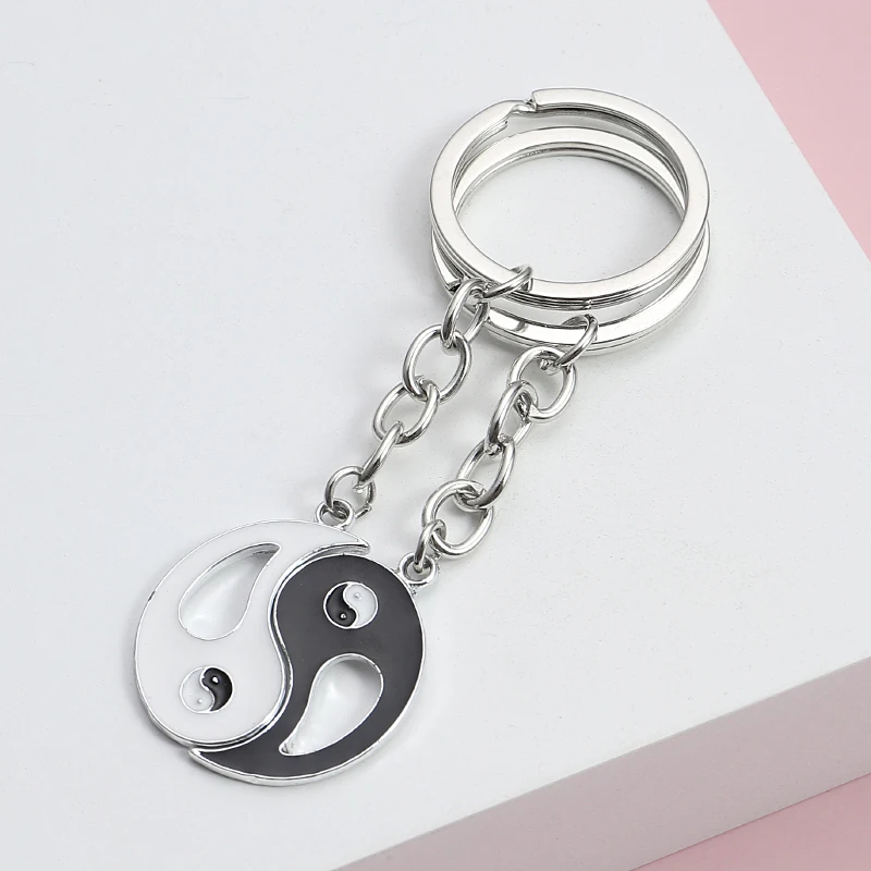 Paare passender Schlüsselanhänger Zubehör Geschenkartikel Yin Yang Charms Kette Großhandel gepaart Bff Schmuckhalter 2023 – Detail 1