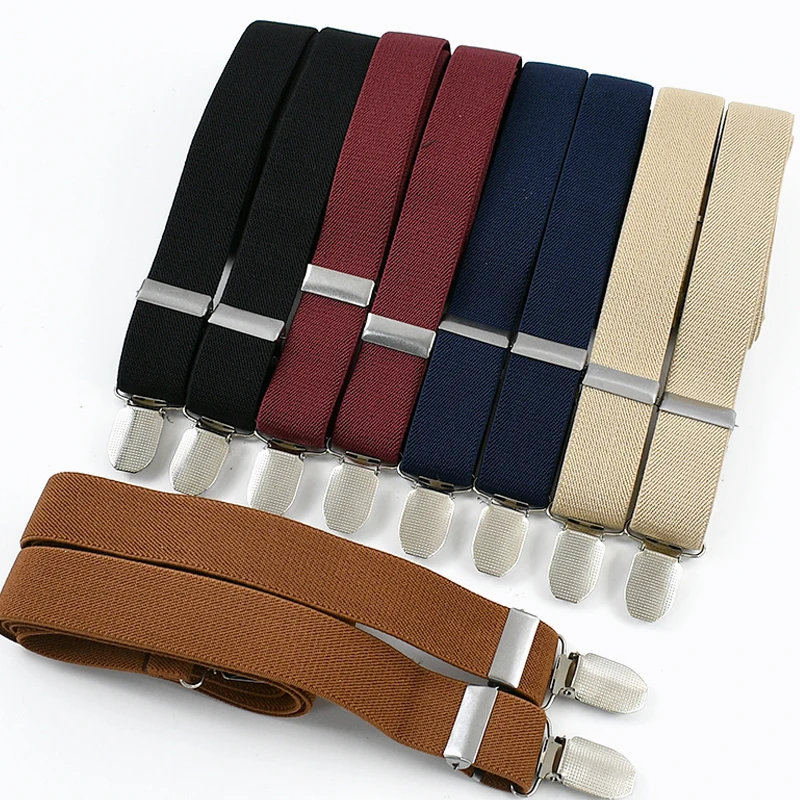 Deepeel 2.5*100cm Men Suspenders 4 Clips Elastic Adjust Strap Harness Adults Man Braces for Pants Hanger JockStrap Accessories