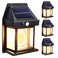Solar Powered Waterproof Outdoor Wall Light with Motion Sensor Tungsten Filament Garden Yard Decoration LED Lamp 3 Modes
