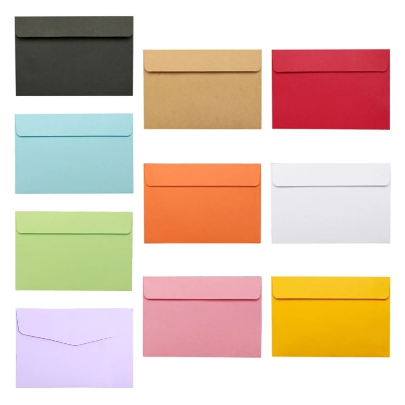 Set van 10 Retro Kraftpapier Envelop A6 Papers Postkaart Uitnodiging Brief Cash Organizer Bag Vintage Gekleurde Envelop P9JD