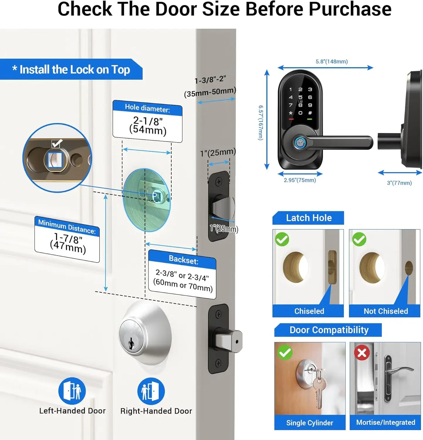 Serratura per porta d'ingresso senza chiave con maniglia Smart Locks