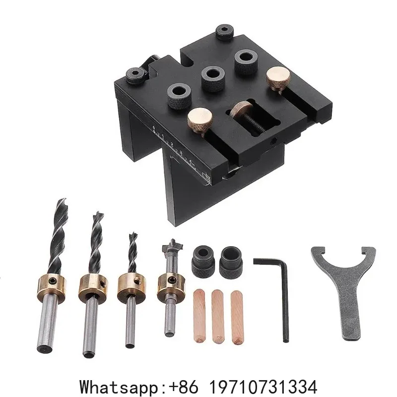 3 In 1 Punch Positioner Dowelling Jig 6/8/10/15mm Drilling for Furniture Fast Connecting Woodworking Drill Guide Kit