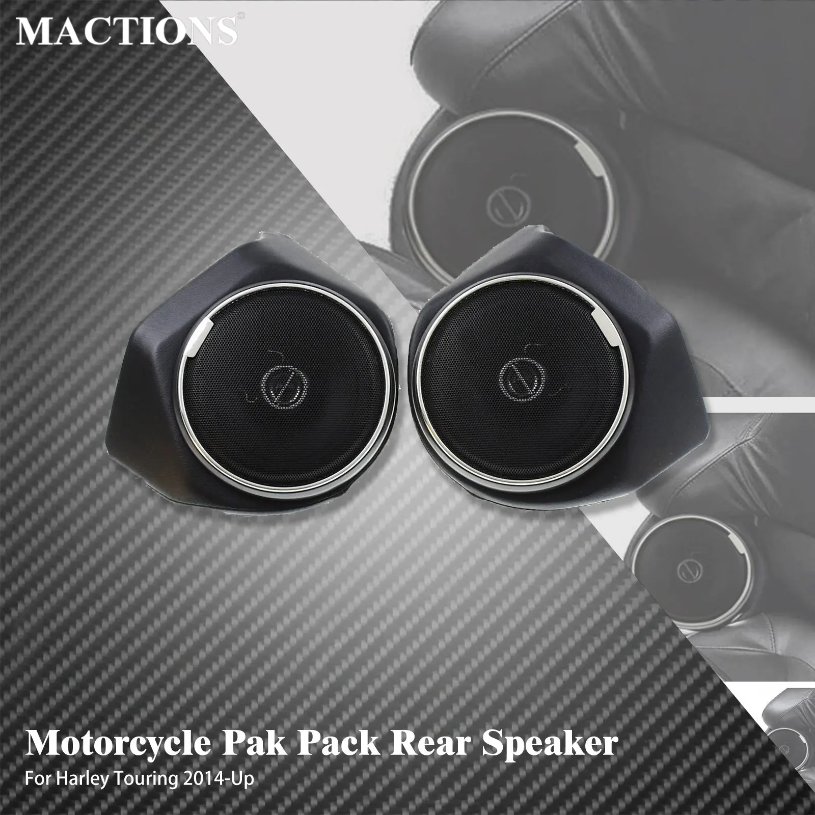 

Motorcycle Back Rest Rear Speaker Tour Pack Pak Speaker Pods For Harley Touring Road King FLHR Electra Glide FLHX FLHT 2014-UP