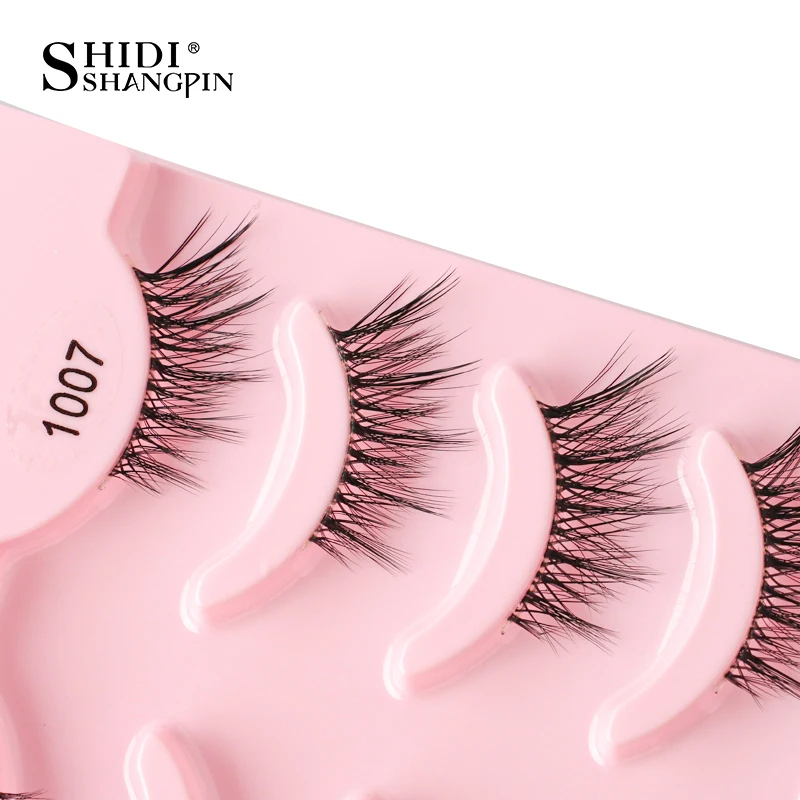 SHIDISHANGPIN 3/5 Paar halbe Wimpern, transparenter Stiel, unsichtbares Band, künstliche Nerzwimpern, wiederverwendbar, falsche Wimpern, natürlich, flauschig – Detail 20