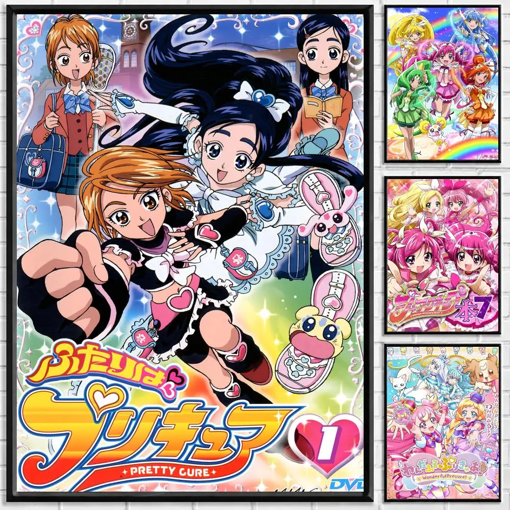 Anime Pretty Cure Poster Self-adhesive Art Waterproof Paper Sticker Coffee House Bar Room Wall Decor