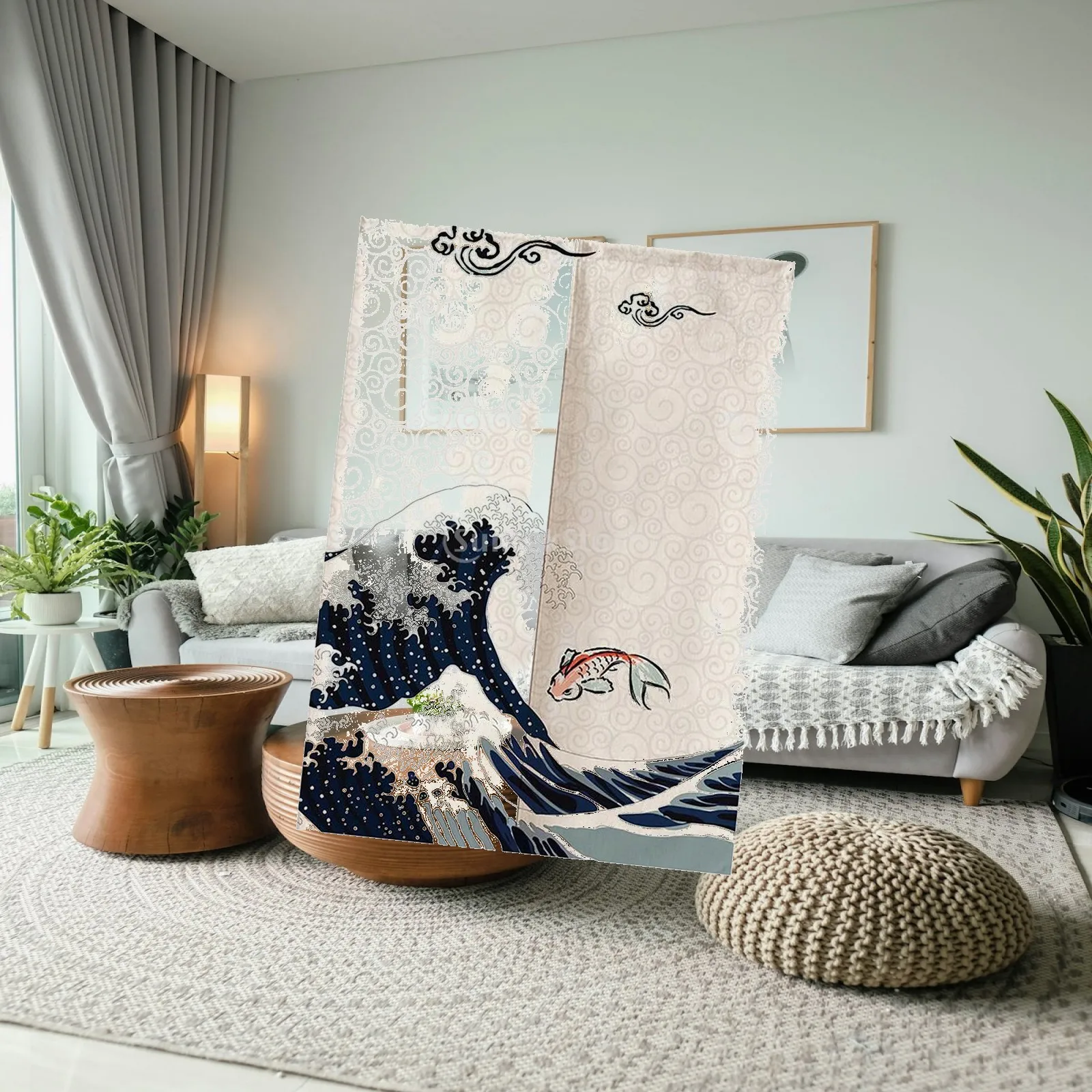 Japanese Tapestry Linen Curtain Short Decorative Room Divider Curtain for Bathroom Cafe Restaurant Doorway