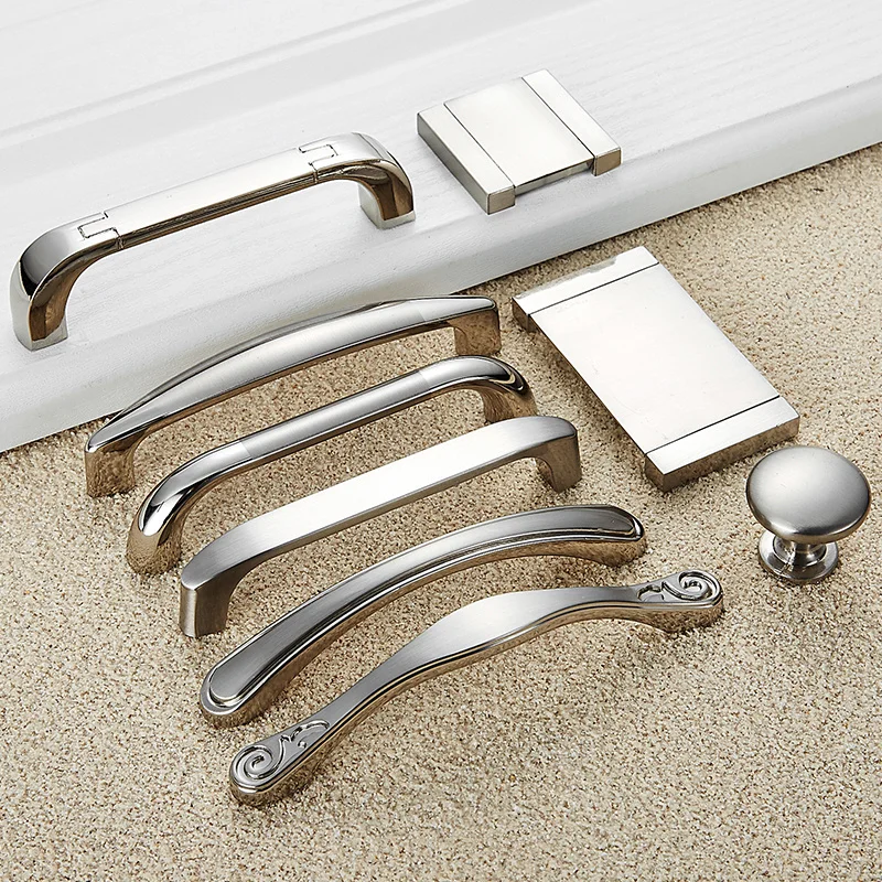 Kast Meubels Lade Keuken Handvat Voor Kast Kast Dresser Closet Metalen Zink Hardware Home Zilver 96/128 Slingerknop