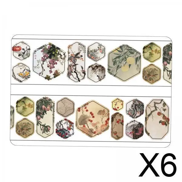 

6x Scrapbooking Stickers Art Album Unique Aesthetic Craftting Stickers Washi Tape for Album Crafting Card Making Scrapbooking