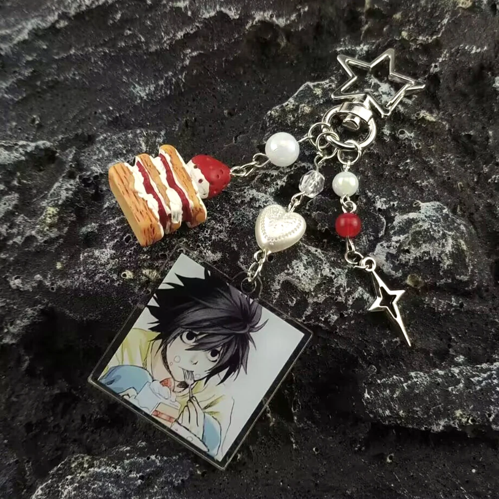 Handmade Anime L Lawliet Cake Keychain Death Note Keychain Charms
