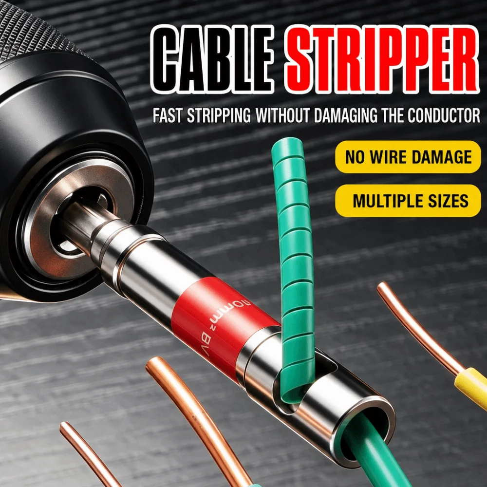 Hex Shank Wire Stripper Fast Stripping Universal Wire Peeler Durable Crack Resistant Electrician Stripper Scrap Wire Peeling - view 3