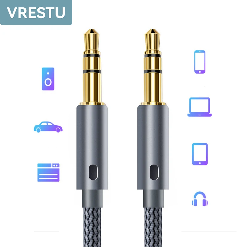 

3.5mm Jack Audio Adapter Cable Gold-Plated Male to Male Stereo Auxiliary Cord for Car Headphone Computer Speakers Xiaomi PC MP3