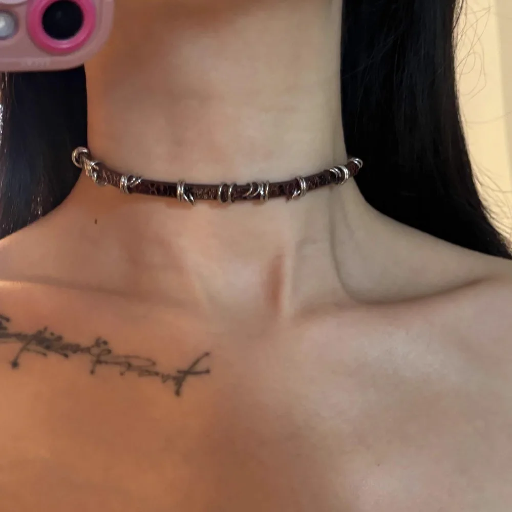 Y2K Fashion Gothic Leather Chain Choker Necklace for Women Men Trendy Vintage Goth Halloween Collar Jewelry Accessories Gifts