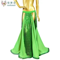 New Shiny Sequined Appliqued Bellydancing Costume Skirts For Women Girl Belly Dance Long Skirt Party Performance Fashion Skirt