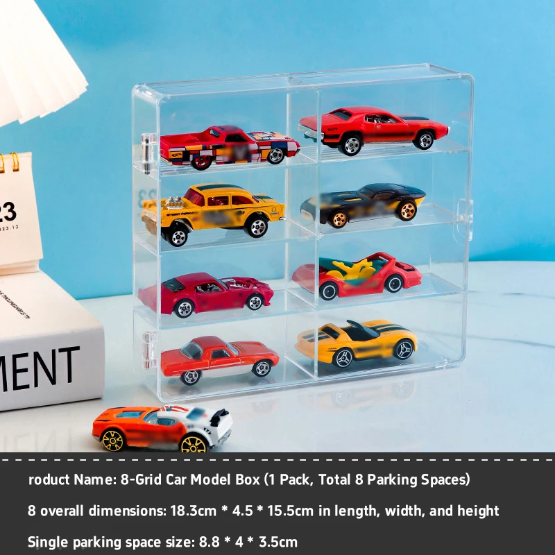 Netzwerkfähige Acryl-Spielzeugauto-Vitrine, staubdichte Desktop-Modell-Aufbewahrungsbox, Mini-Figuren-Plastik-Aufbewahrungsregal