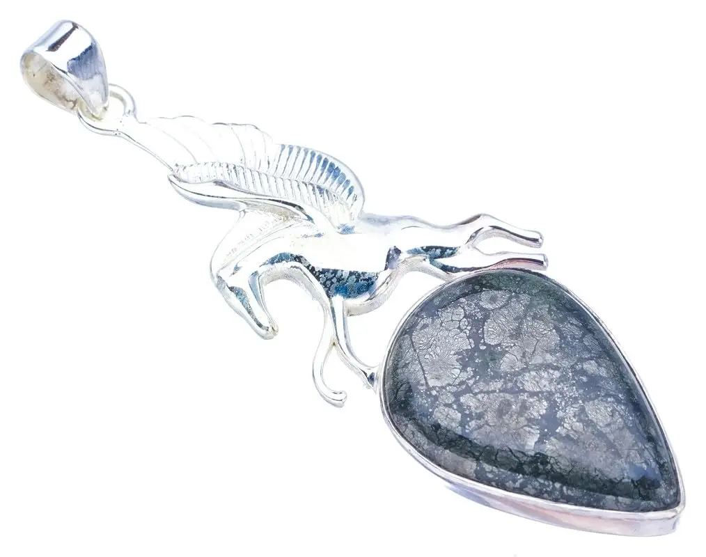 

Hesy® Natural Apache Parmyorite Horse Handmade 925 Sterling Silver Pendant 2.75" F3612
