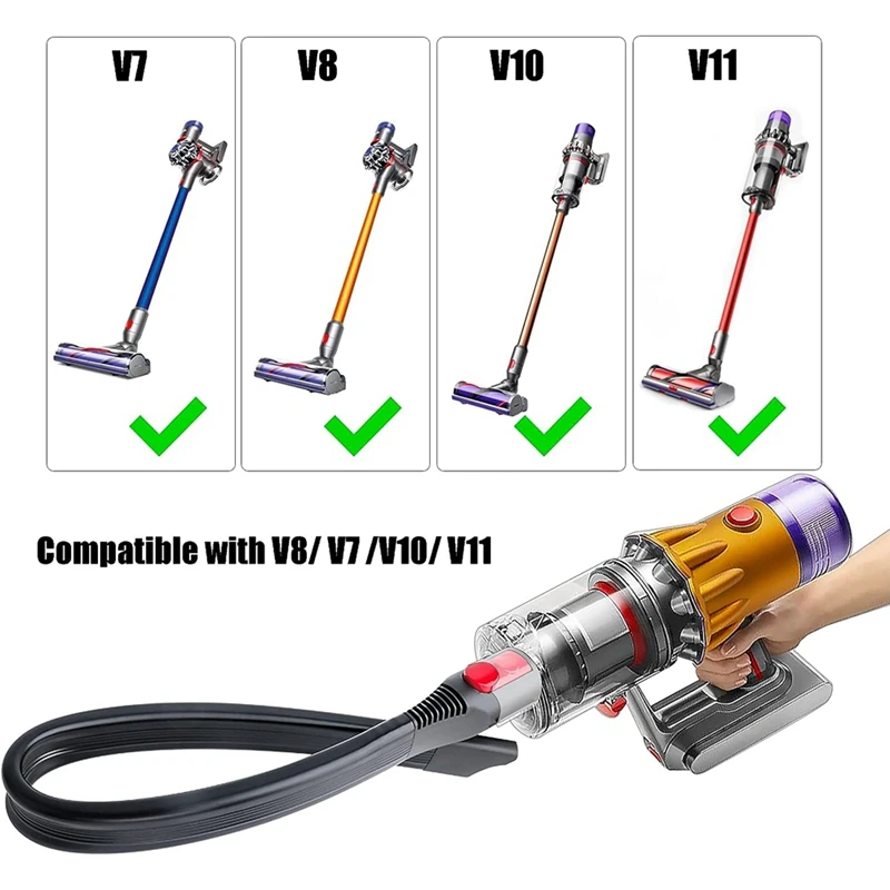 Kit de limpieza de coche con boquilla Flexible, manguera de extensión, plástico Gris, Compatible con Dyson V15, V11, V10, V8, V7