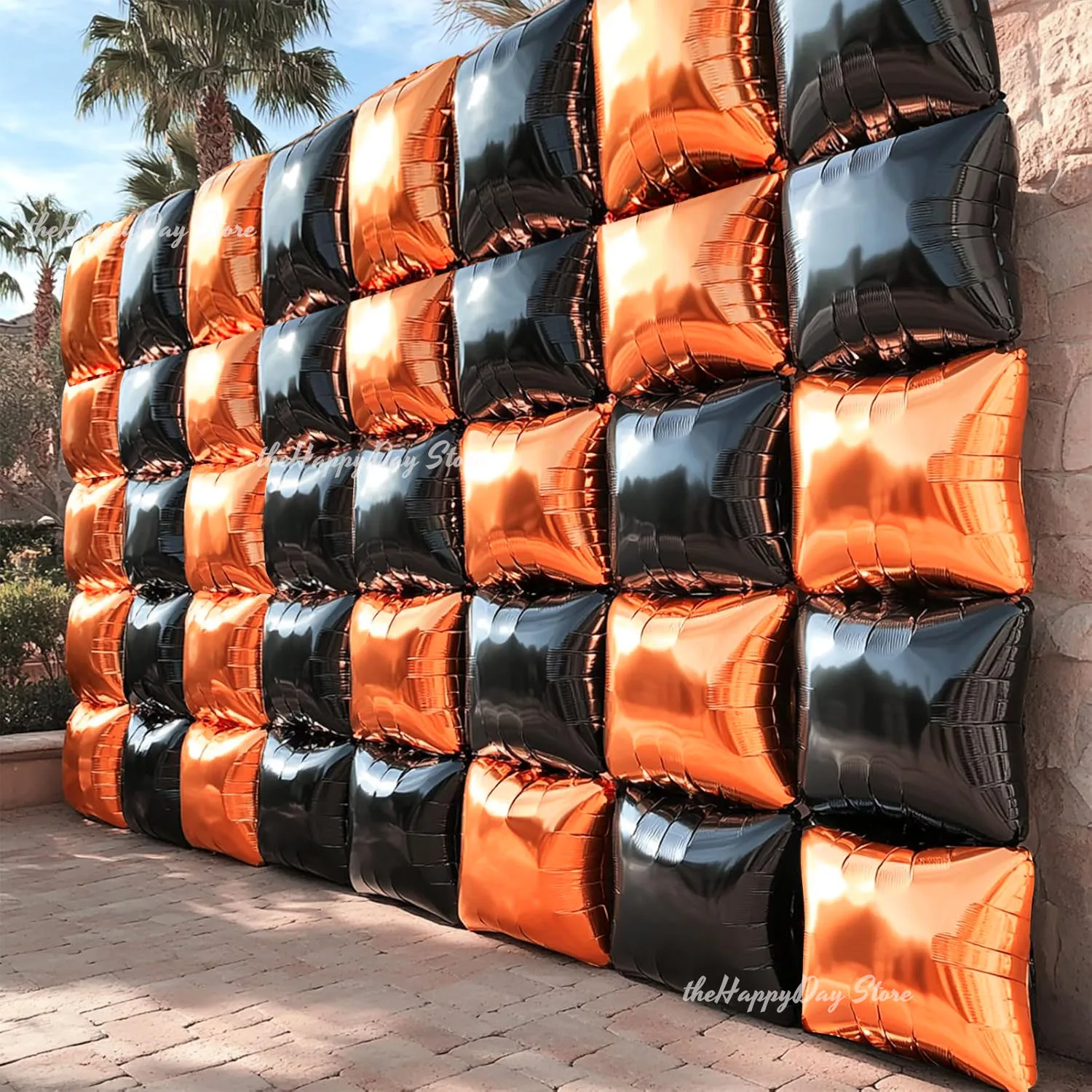 50/25 pièces noir Orange carré feuille ballons mur toile de fond Double face ballons carrés pour anniversaire Halloween fête décors