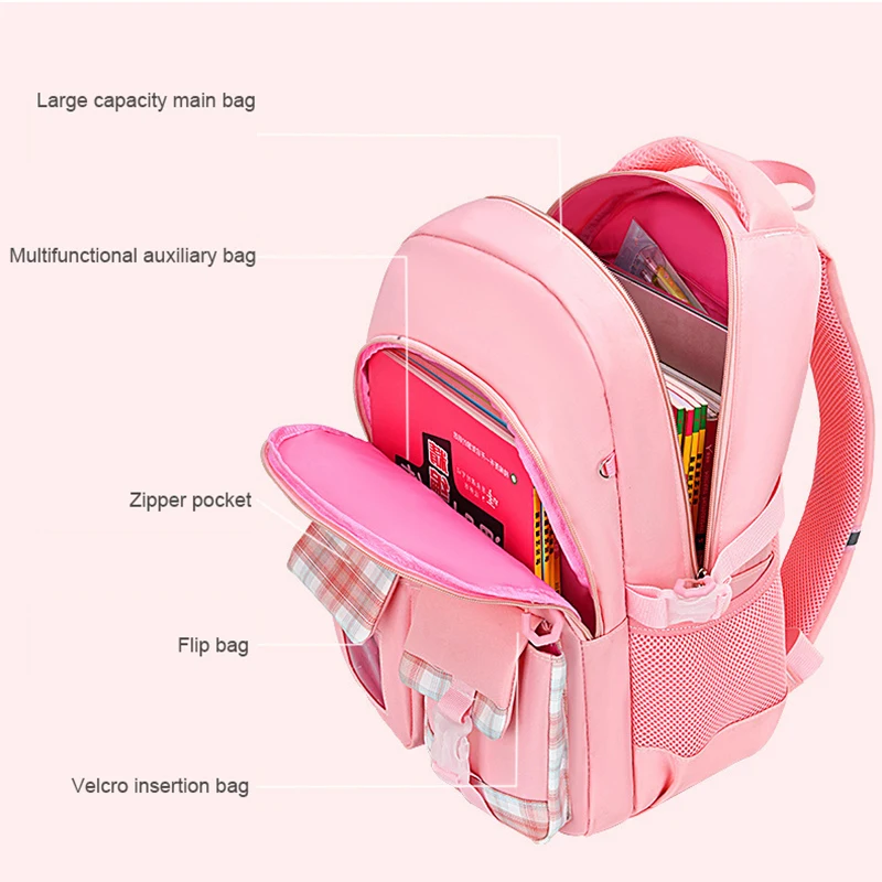 2023 Children Waterproof Schoolbag Cute Pink Primary Backpack For Girls Princess Bookbags Kids 1 Grade 9 Years Mochila Escolar