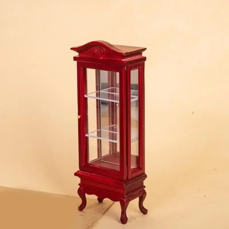 Armário exibição com porta única, para casas bonecas 1/12, armazenamento miniatura, modelo escala,