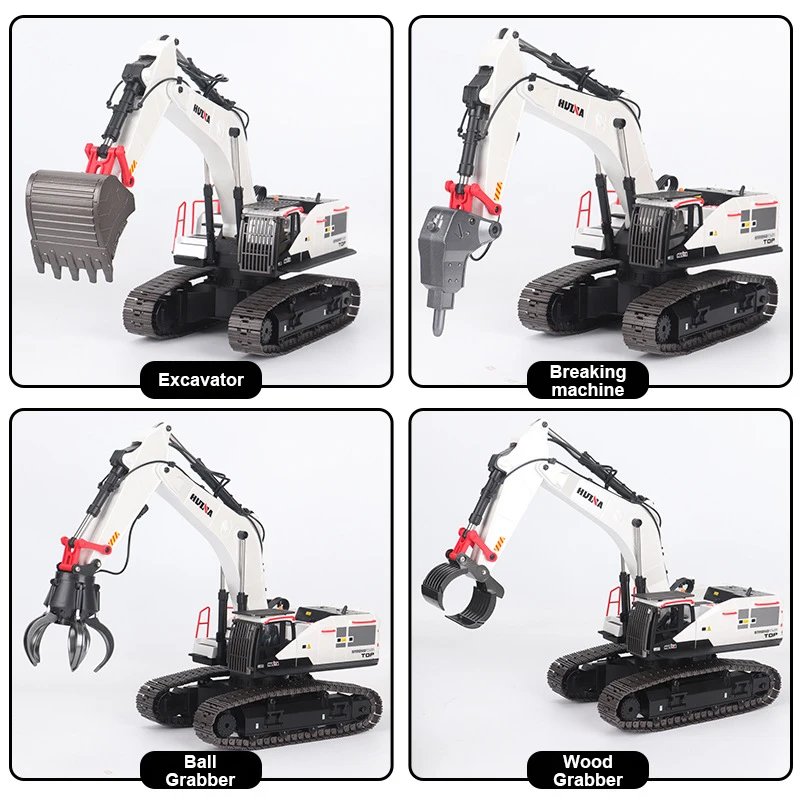 Huina-excavadora a Control remoto de aleación de 594G, máquina de demolición con rotación de 2,4G, recogedor de madera, coche de ingeniería de escalada, 1:14
