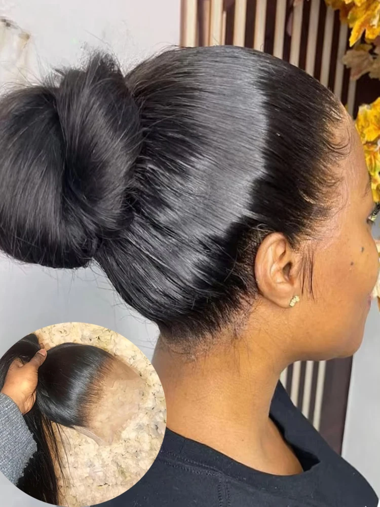 Queen Nala 360 HD pleine dentelle frontale droite perruques de cheveux humains brésilien sans colle 7x5 dentelle fermeture perruque pré plumée 40 pouces en vente