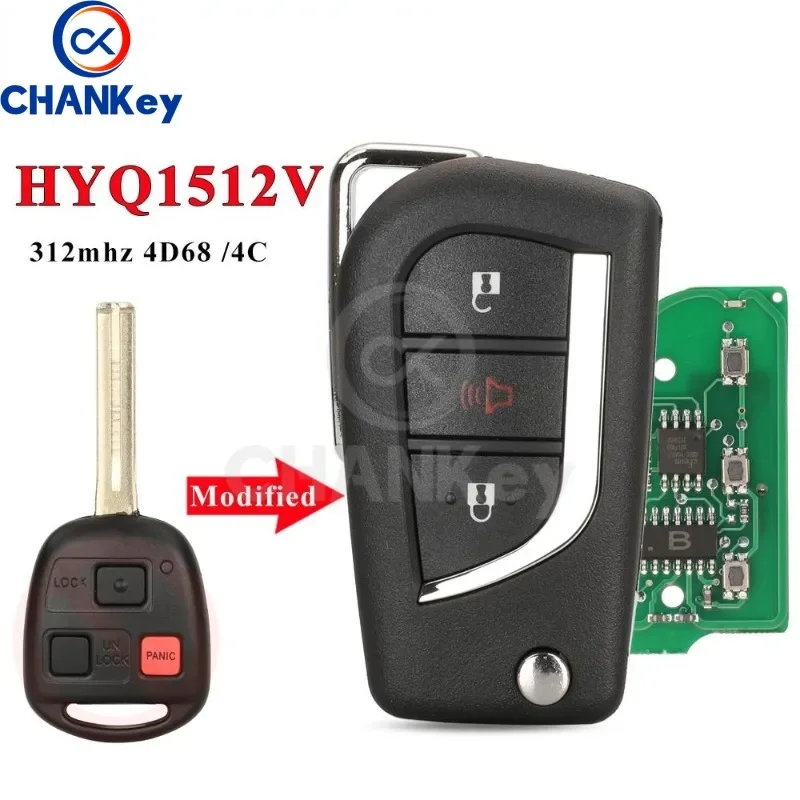 CHANKey New Upgraded Remote Flip US Car Key Fob 312MHZ 4D68/4C Chip For Lexus LX470 2003 - 2008 GX470 2003-2009 RX300 HYQ1512V