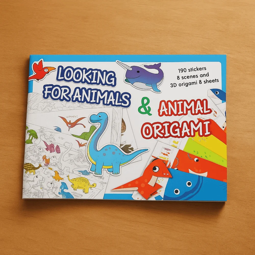 Kreative Suche Finden Stickerbuch Cartoon Tier Lustige 3D Origami Bücher Hand-on Puzzle Interaktiv