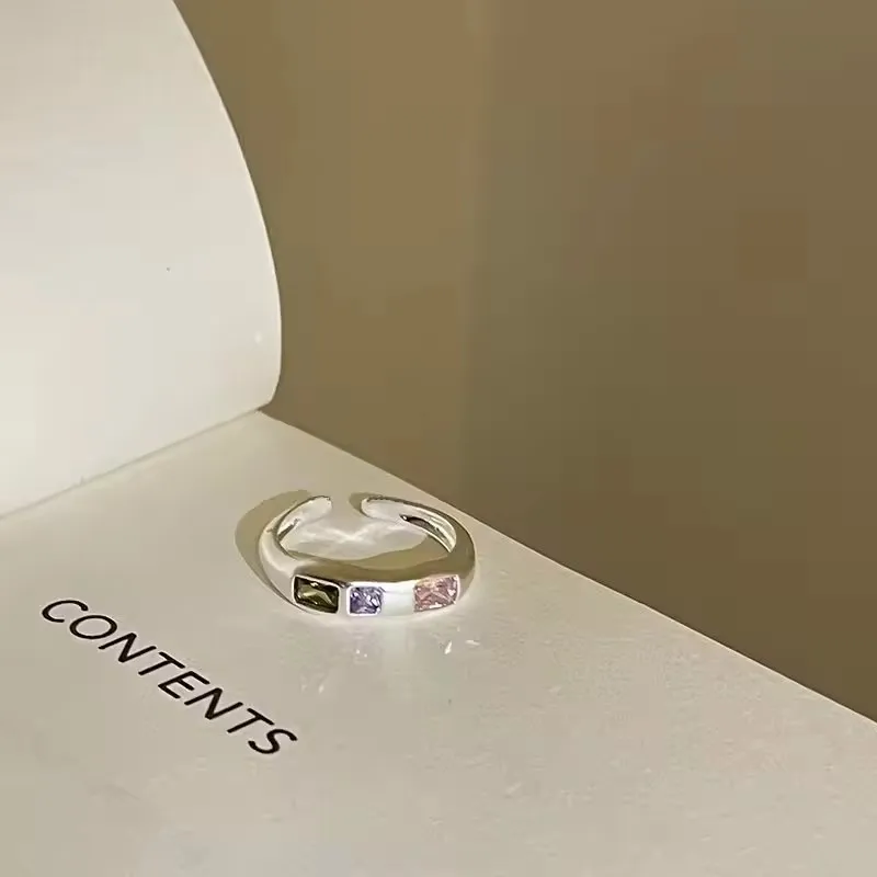 Women's 925 Sterling Silver Geometry Zircon Engagement Ring