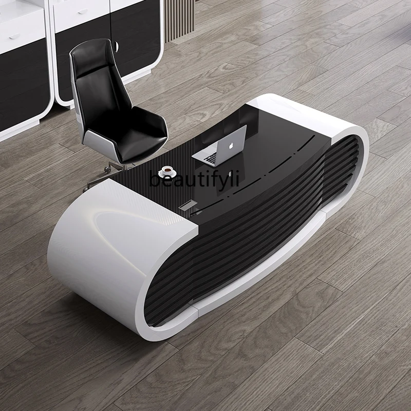 

sscn8617 Белая краска, креативный президентский стол, простой современный письменный стол, модный стол для руководителей