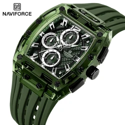 2024 NAVIFORCE Classic Casual Sports Men Watch Silicone Strap Male Quartz Wristwatch Waterproof Date Display Window Chronograph