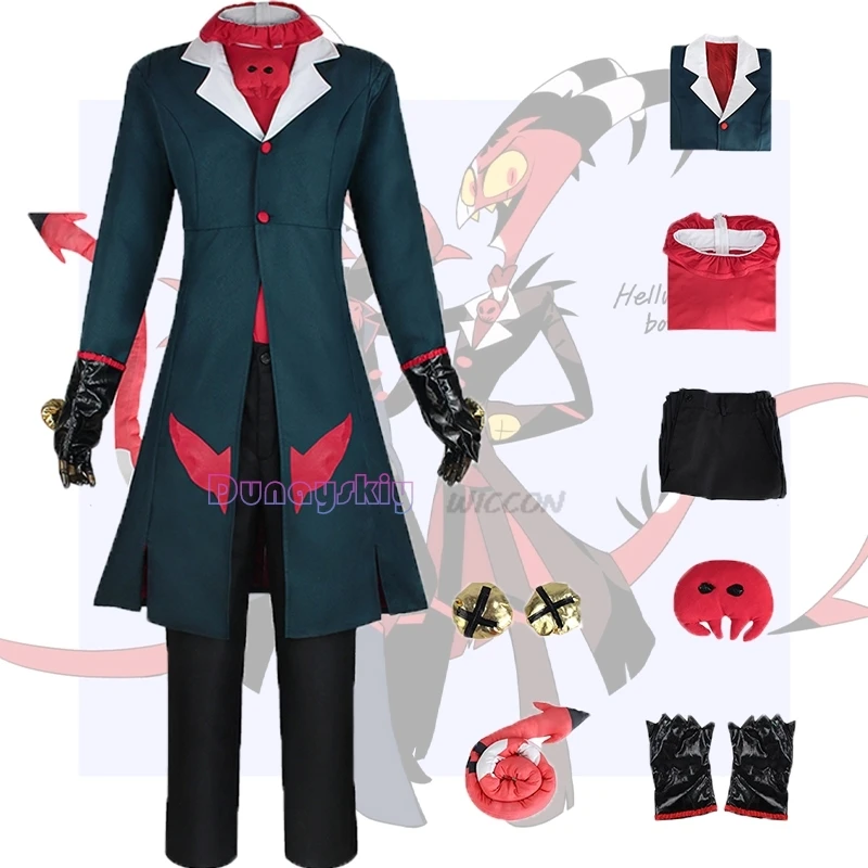 

Hazbin Cosplay Hotel Blitzo Uniform Blitzo Cosplay Costume Blitzo Green Tailcoat Men Women Halloween Party Costume Full Set Cos