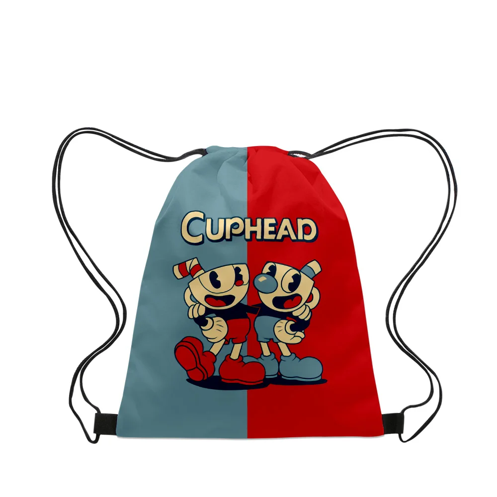 

The Cuphead Show Anime 2023 New Handbags Cloth Canvas Drawstring Bag Women Men Leisure Bags