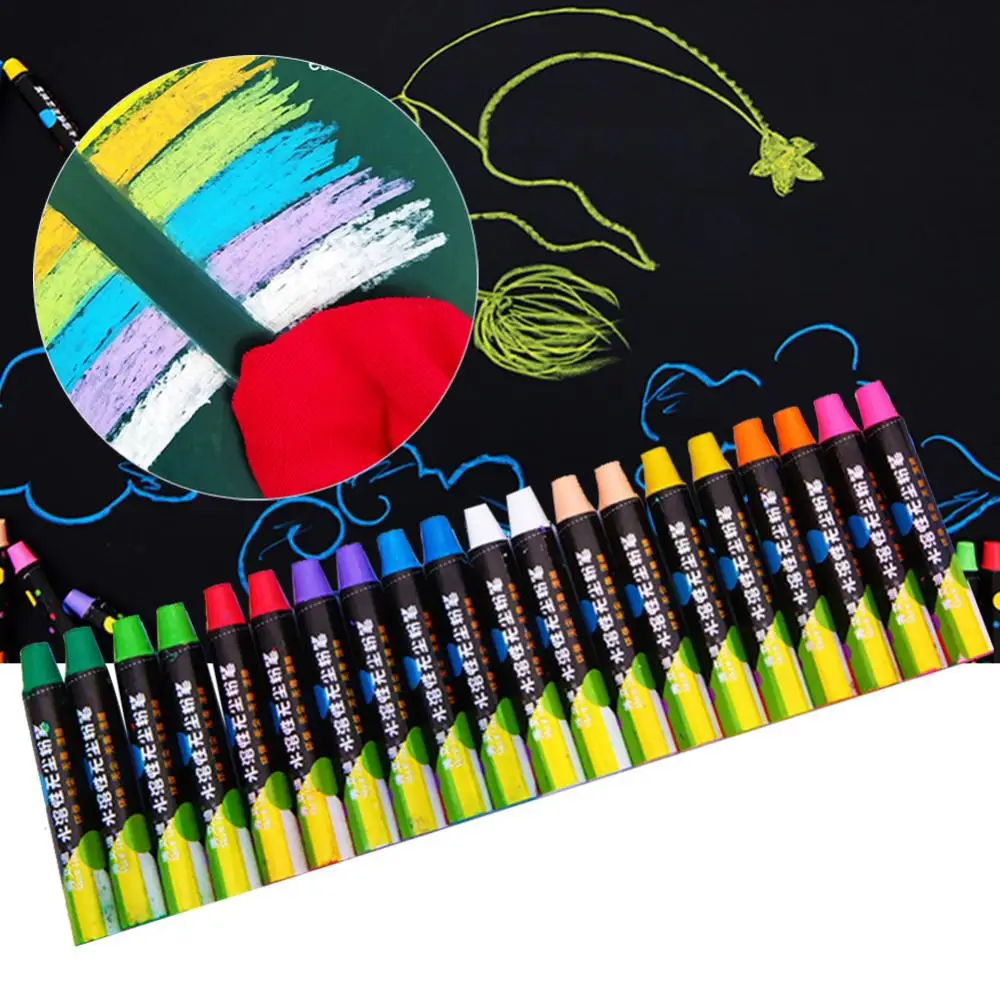 20 قطعة من الطباشير بدون غبار للوازم المدرسية قلم طباشير قابل للذوبان في الماء قلم رسم طباشير للفن السبورة تيزا اسكولار