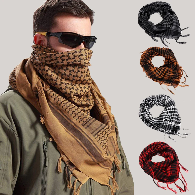 C.NEW S New Tactical Scarf Tassel Headband  Arab Men Women Keffiyeh Muslim Outdoor Winter Square Head Scarves Scarf