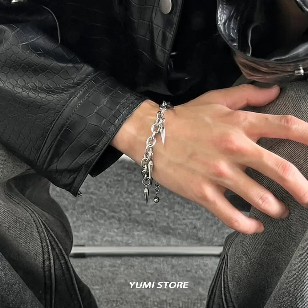 فاسق برشام سوار للرجل امرأة الهيب هوب التيتانيوم الصلب برشام قلادة سوار ريترو الشارع مجوهرات Kpop اكسسوارات بالجملة
