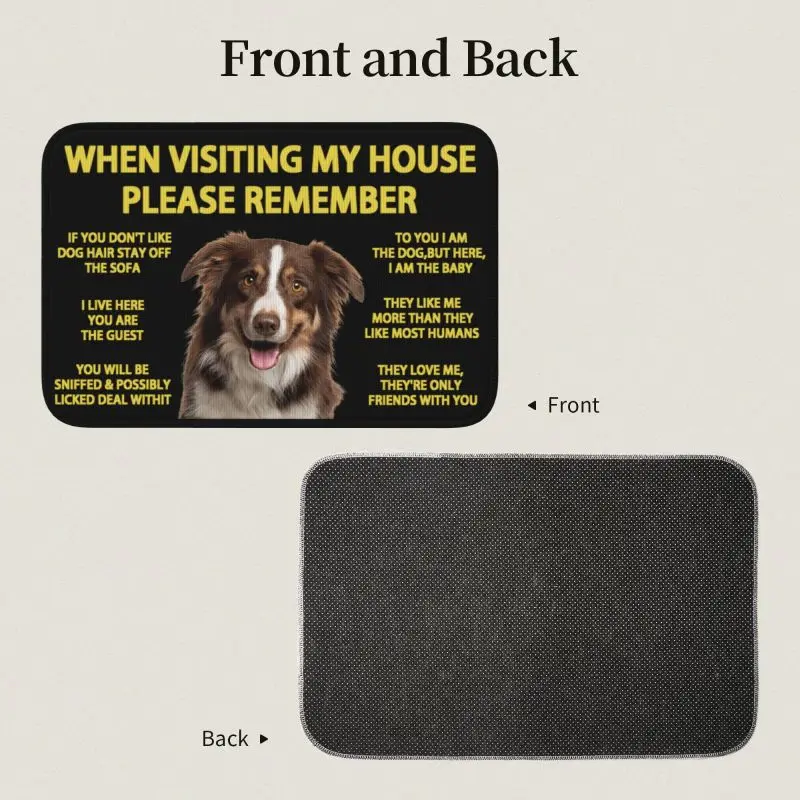 Custom Border Collie Dog Front Door Floor Entrance Welcome Mat  Bathroom Kitchen Doormat Garage Living Room Carpet Rug Footpad