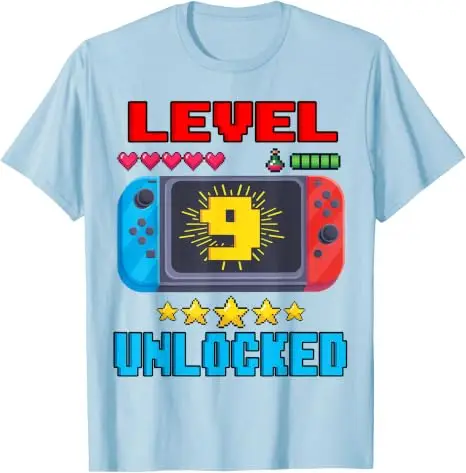 Level 9 Unlocked Video Gamer Vintage T-Shirt Jungenmode 9 Jahre alt Kleidung Y2k 9. Geburtstagsgeschenk für Söhne Neffe Gaming-T-Shirt – Detail 13