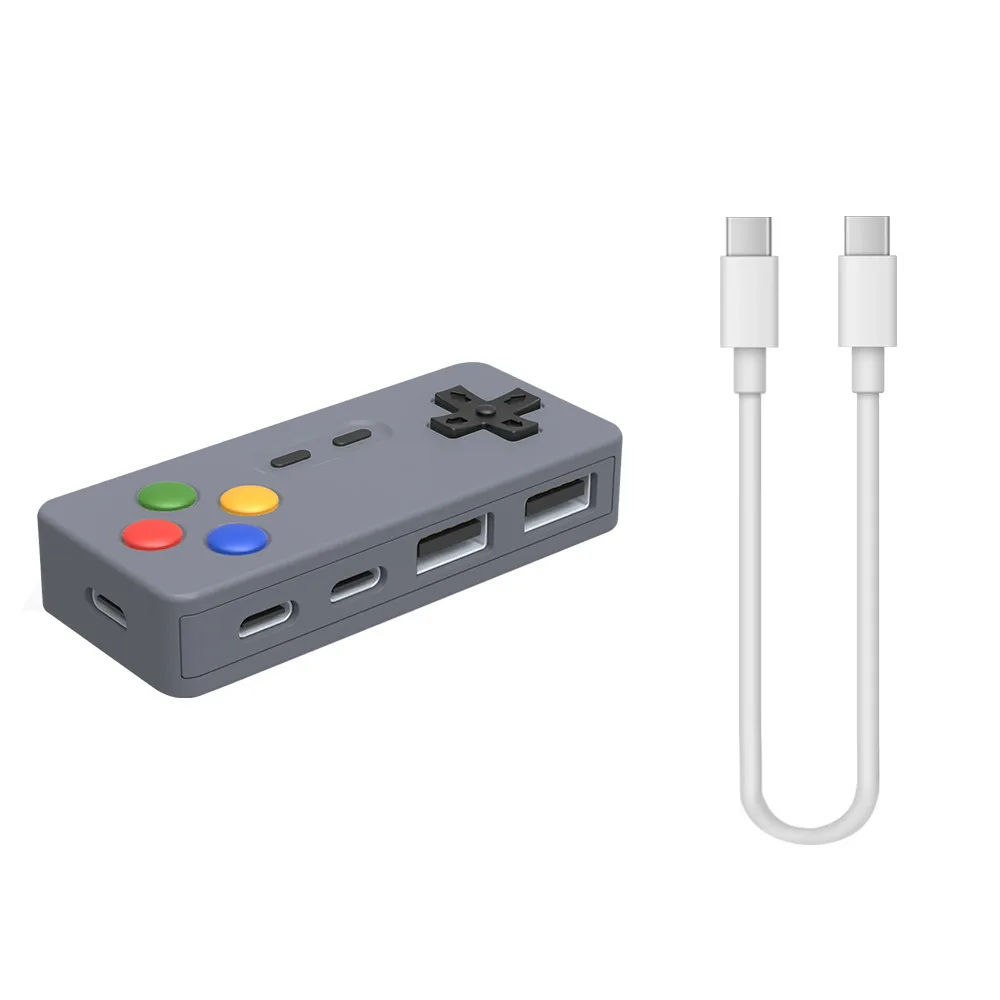 HUB 4 in 1 USB A Type C HUB Retro Gamepad Design High Speed Transfer Mini Portable Multiport Extender for Mouse Keyboard U Disk
