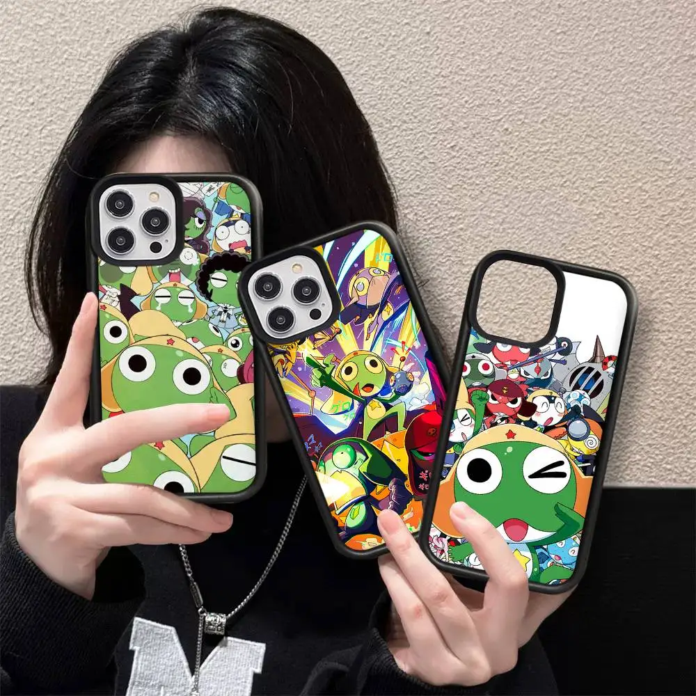 Keroro Frog Cool Gunsou Sergeant Handyhülle Kabelloses Laden PC+TPU Für iPhone 11 12 13 14 15 16 17 Pro Max Plus Hülle