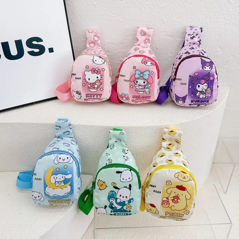 New cartoon Hello kitty kuromi childlike cute printed chest bag anime shoulder crossbody bag storage bag wholesale holiday gift