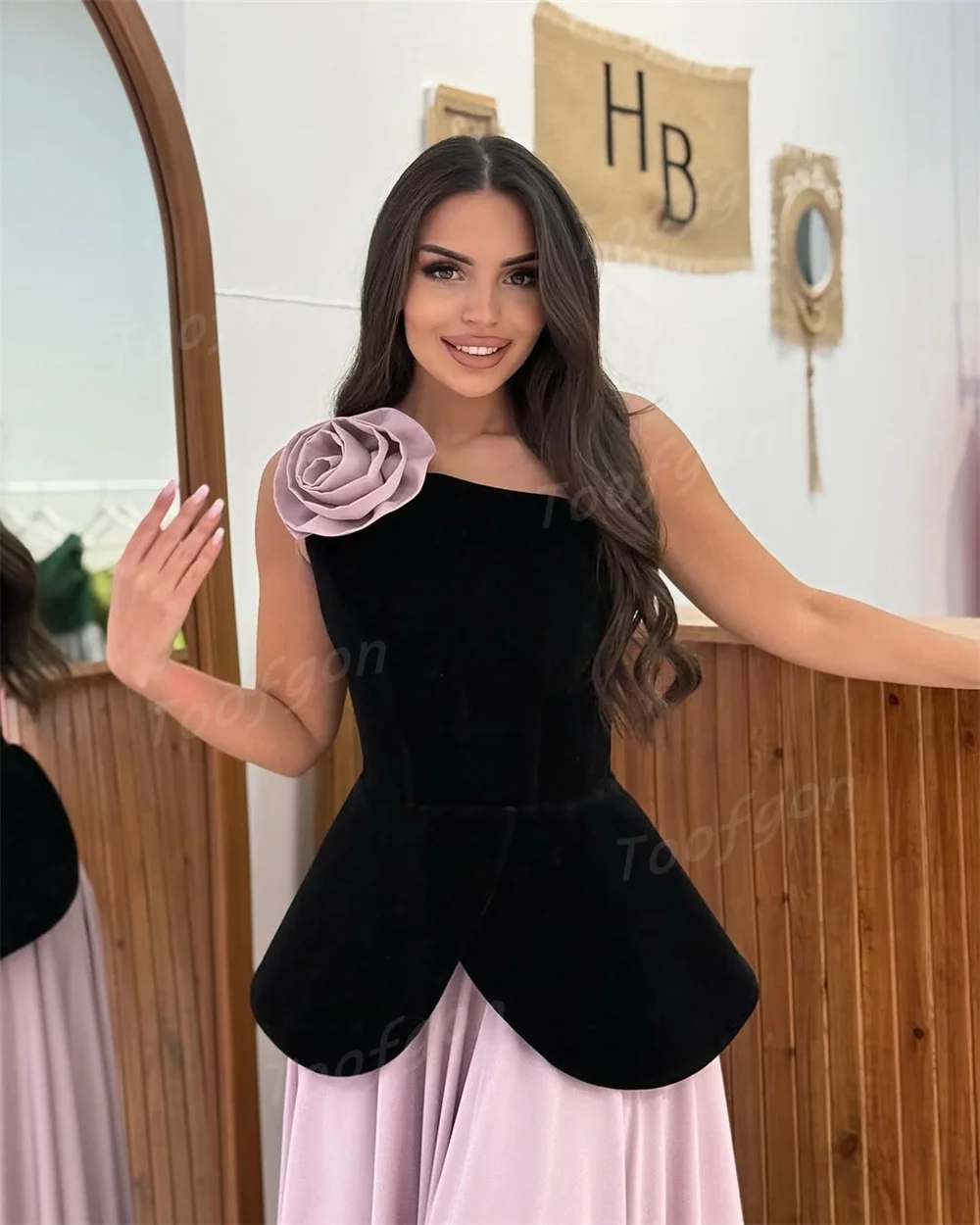 Toofgon One Shoulder A Line Evening Dresses Customized Black Velvet Birthday Prom Dress Women Long Pleat Formal Party Gown