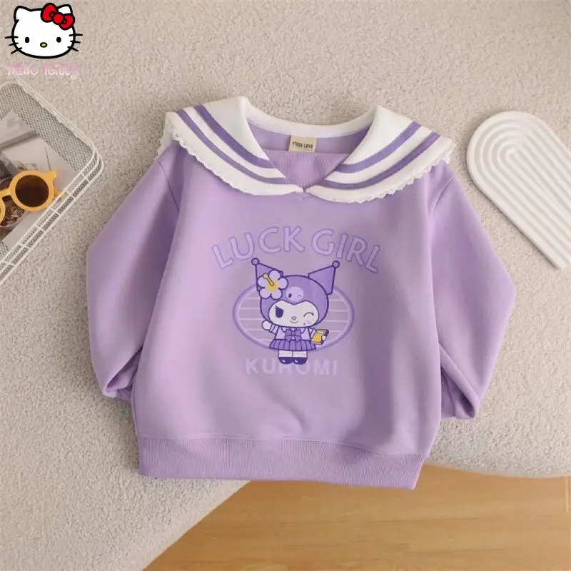 

Cinnamoroll Girl Kuromi Navy Collar Sweatshirt Anime Spring Autumn New Kawaii Long Sleeve Cartoon Academy Style T Shirt Sanrio